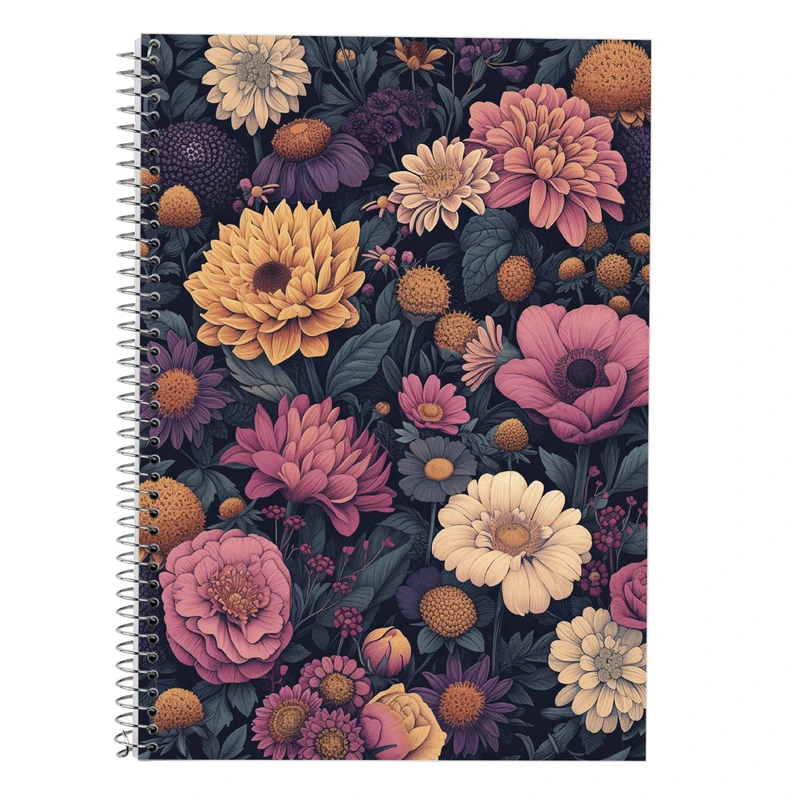 دفتر زبان 50 برگ مدوپد مدل دو خط طرح گل کد DF13873