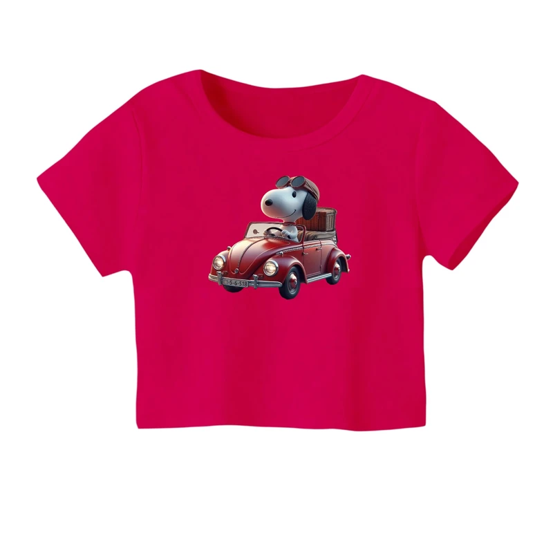 کراپ‌ تی‌شرت آستین کوتاه زنانه مدل اسنوپی کد ۳۶