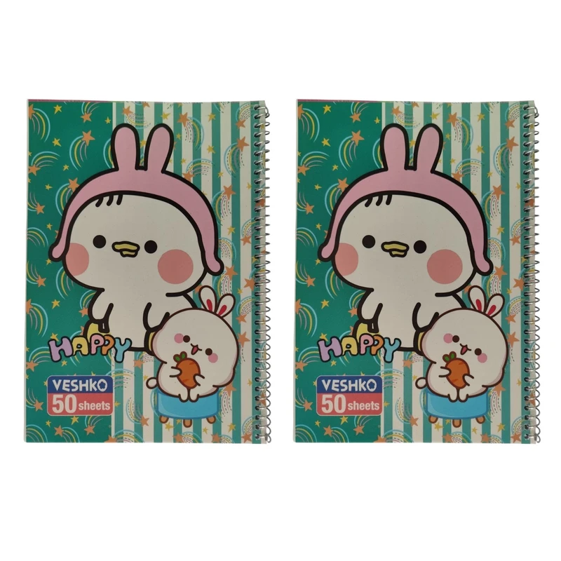 دفتر مشق 50 برگ وشکو طرح هپی کد 007 بسته 2 عددی