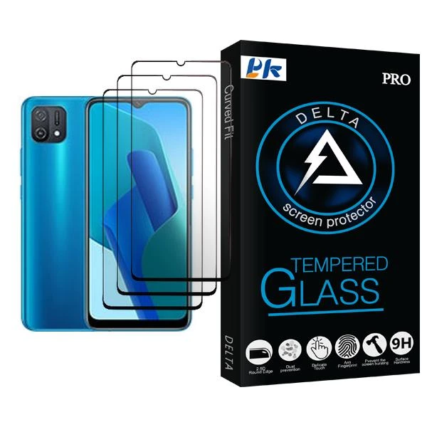 محافظ صفحه نمایش پی کی مدل Delta Glass MIX003 مناسب برای گوشی موبایل اوپو A16K بسته سه عددی