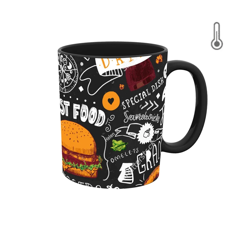 ماگ حرارتی طرح گرافیکی مدل کافی و قهوه و غذا coffee