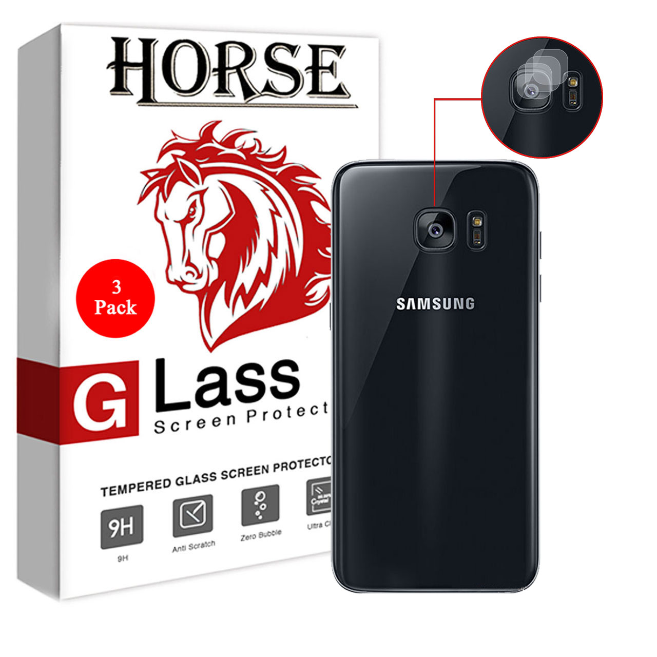 محافظ لنز دوربین هورس مدل UTF مناسب برای گوشی موبایل سامسونگ Galaxy S7 edge بسته سه عددی