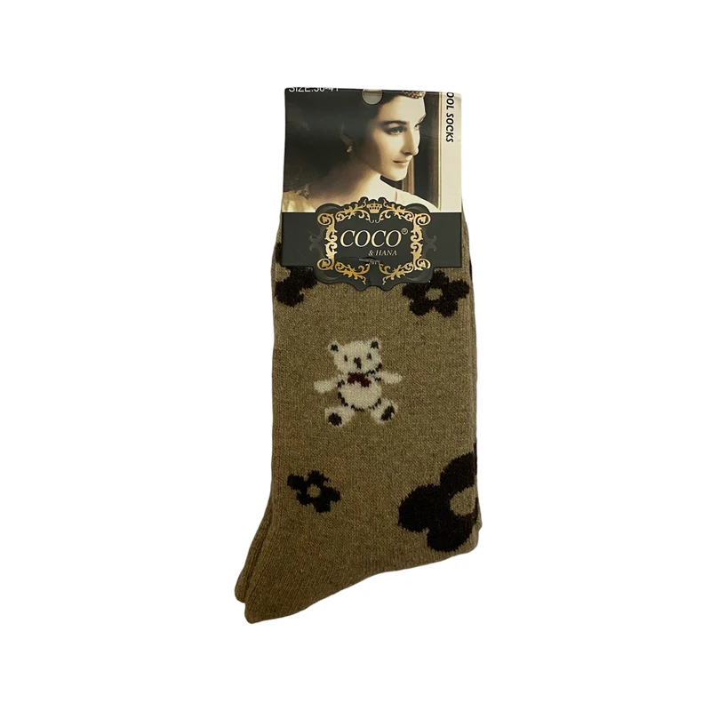 جوراب ساق بلند زنانه کوکو اند هانا مدل پشمی حوله ای