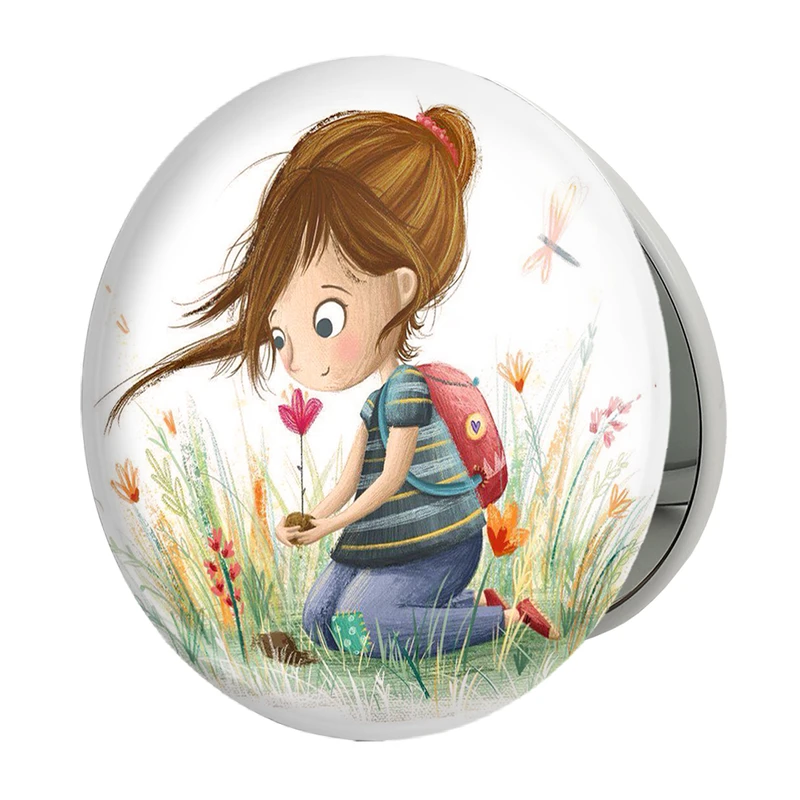 آینه جیبی خندالو طرح دختر مدل تاشو کد 5518 