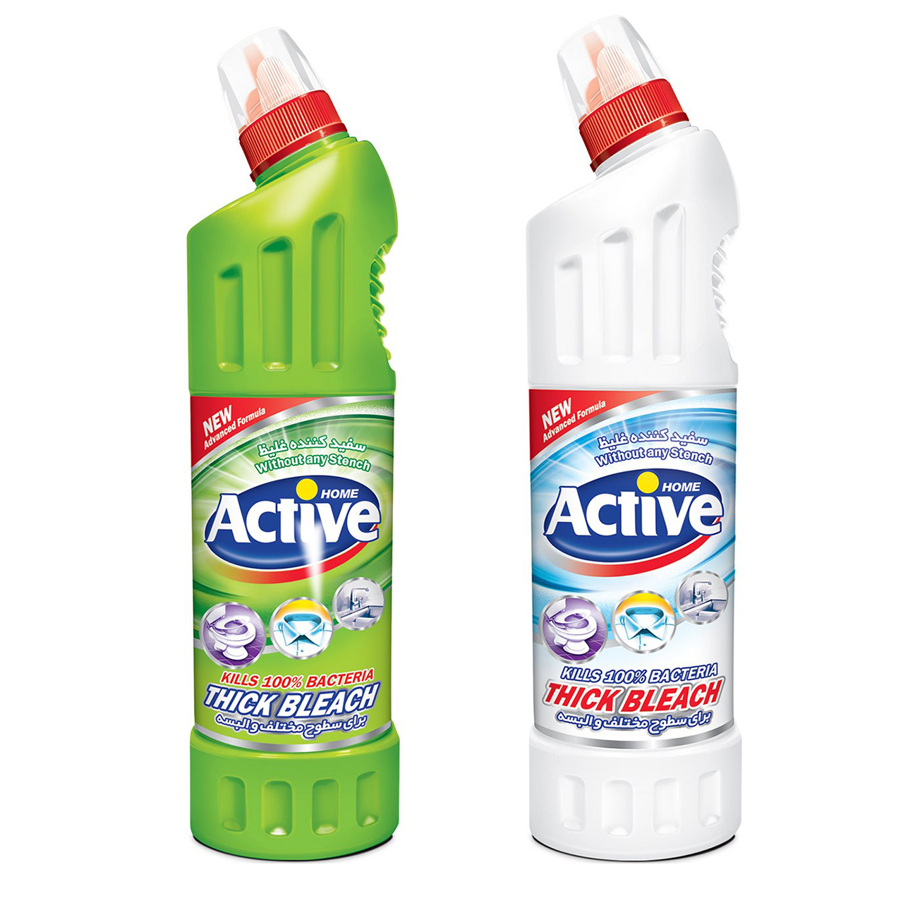 مایع سفید کننده غلیظ سطوح اکتیو مدل White مقدار 750 گرم به همراه مایع سفید کننده غلیظ سطوح اکتیو مدل Green مقدار 750 گرم