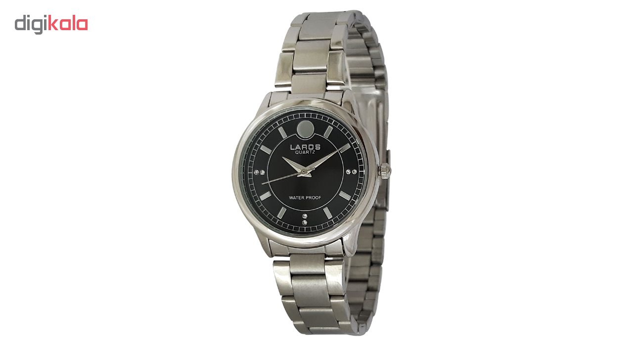 ساعت مچی عقربه ای زنانه لاروس مدل 0916-79914 به همراه دستمال مخصوص برند کلین واچ