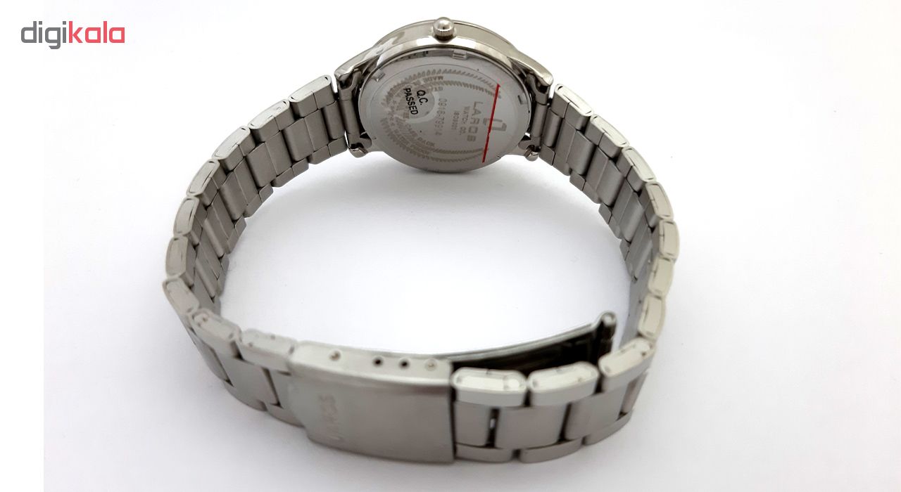 ساعت مچی عقربه ای زنانه لاروس مدل 0916-79914 به همراه دستمال مخصوص برند کلین واچ