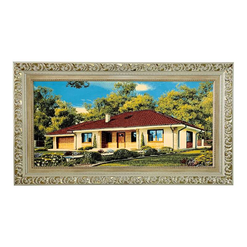 تابلو فرش ماشینی طرح دستبافت مدل خانه های جنگلی کد 7644