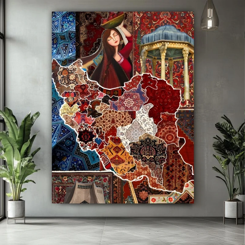 پوستر طرح  سنتی مدل زن عشایر و فرش دستباف کد BK57623