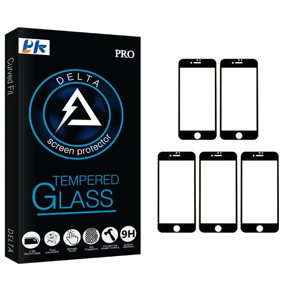 محافظ صفحه نمایش 5D پی کی مدل Delta Glass مناسب برای گوشی موبایل اپل IPhone 7 plus/8 plus بسته 5 عددی