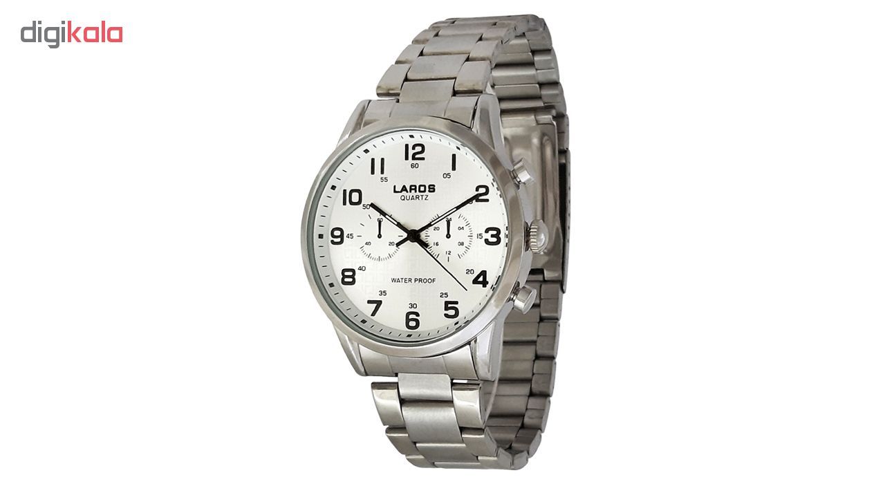 ساعت مچی عقربه ای مردانه لاروس مدل0917-80095 به همراه دستمال مخصوص برند کلین واچ -  - 2