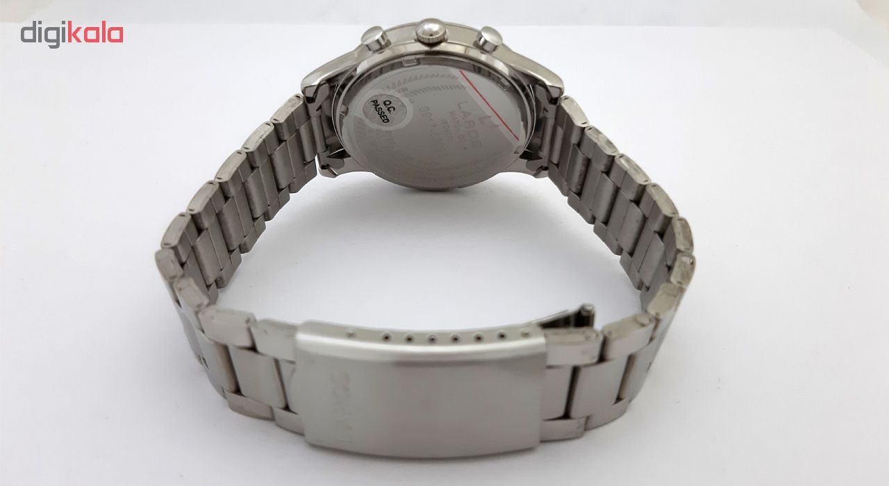 ساعت مچی عقربه ای مردانه لاروس مدل0917-80095 به همراه دستمال مخصوص برند کلین واچ -  - 4
