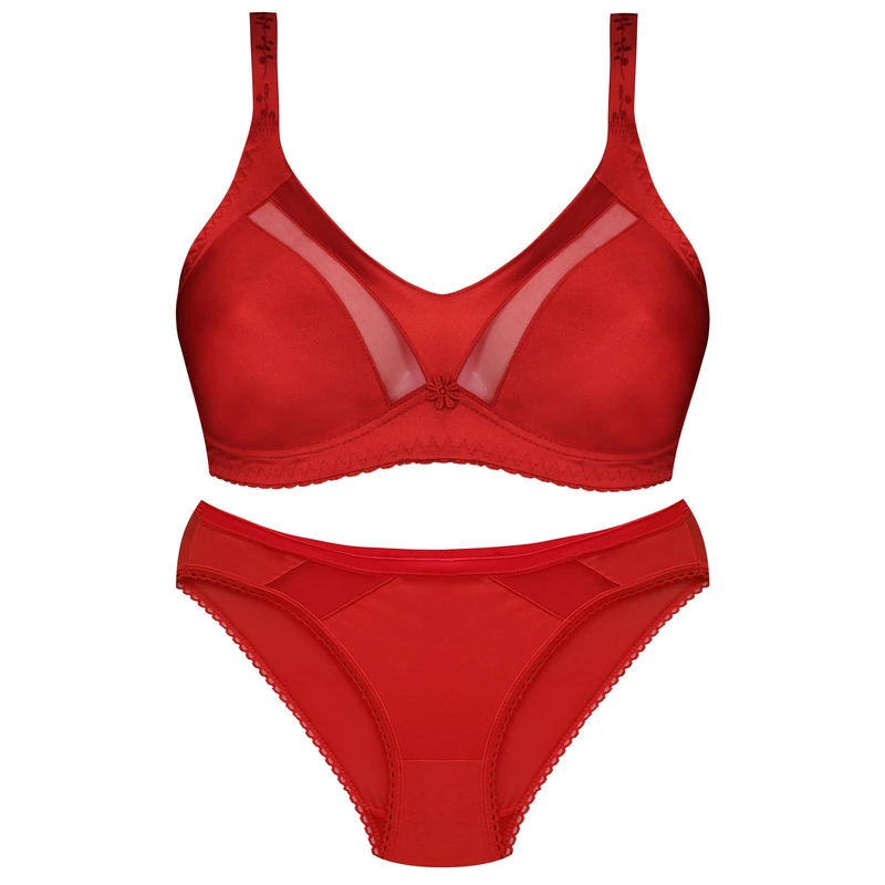 ست شورت و سوتین زنانه پانیذ مدل ساتن وسط توری بدون فنر کد 4648