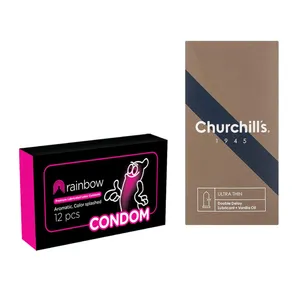 کاندوم چرچیلز مدل Ultra Thin Double Delay بسته 12 عددی به همراه کاندوم Condom مدل Rainbow بسته 12 عددی