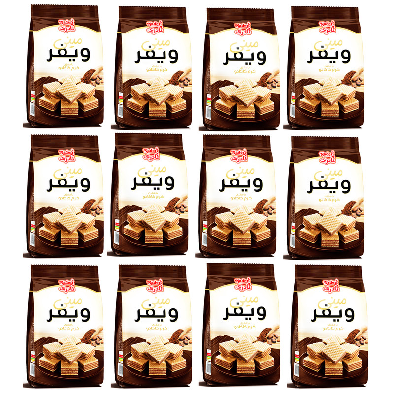 مینی ویفر کاکائویی نادری - 90 گرم بسته 12 عددی