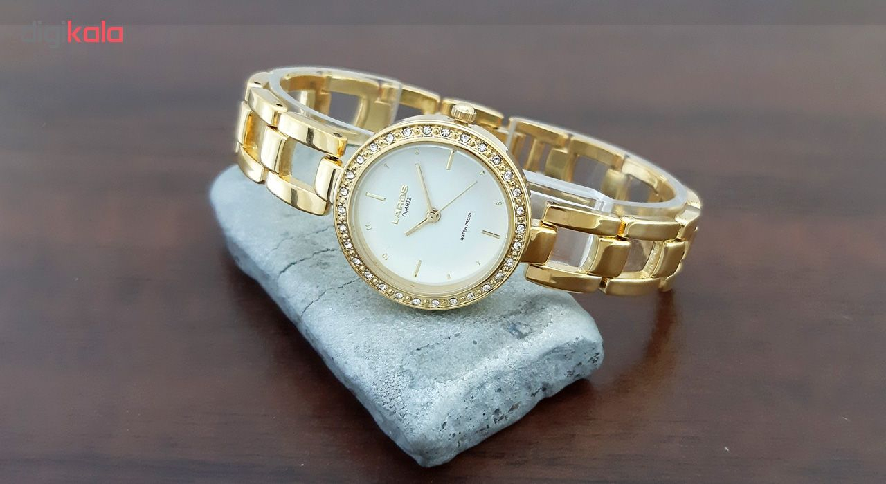 ساعت مچی عقربه ای زنانه لاروس مدل 1117-80138 به همراه دستمال مخصوص برند کلین واچ