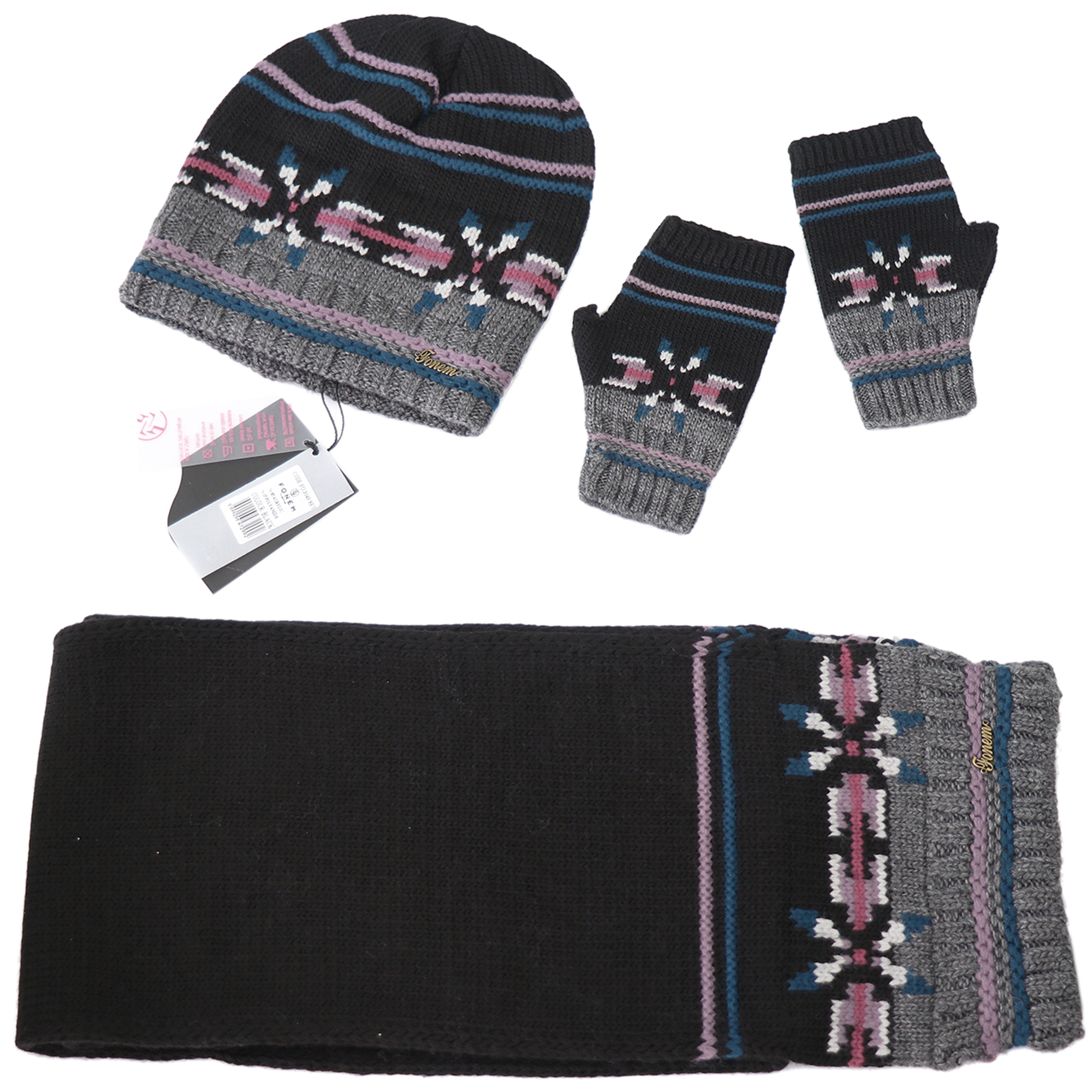 ست شال کلاه و دستکش زنانه فونم کد 65-tp-3555