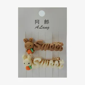 گیره مو دخترانه مدل فانتزی طرح خرگوشی بسته 2 عددی