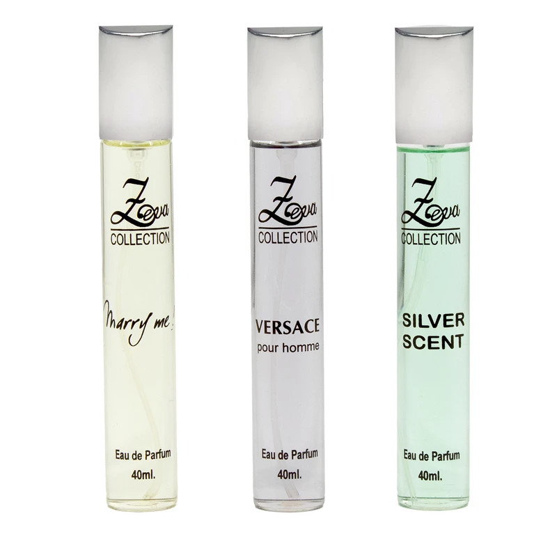 عطر جیبی زوا مدل سیلور سنت ورساچه مری می با رایحه خنک حجم 40 میلی‌لیتر مجموعه 3 عددی