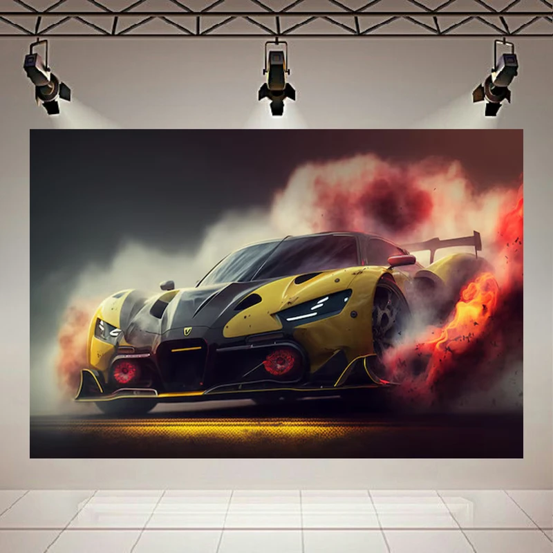 تابلو بوم طرح مخمل دریفت مدل فراری  کد AR303810