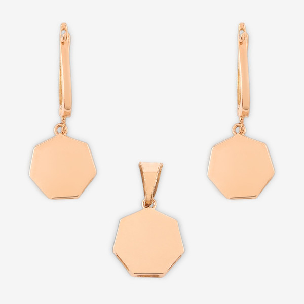 نیم ست طلا 18 عیار زنانه حافا گلد مدل شش ضلعی کد nim02