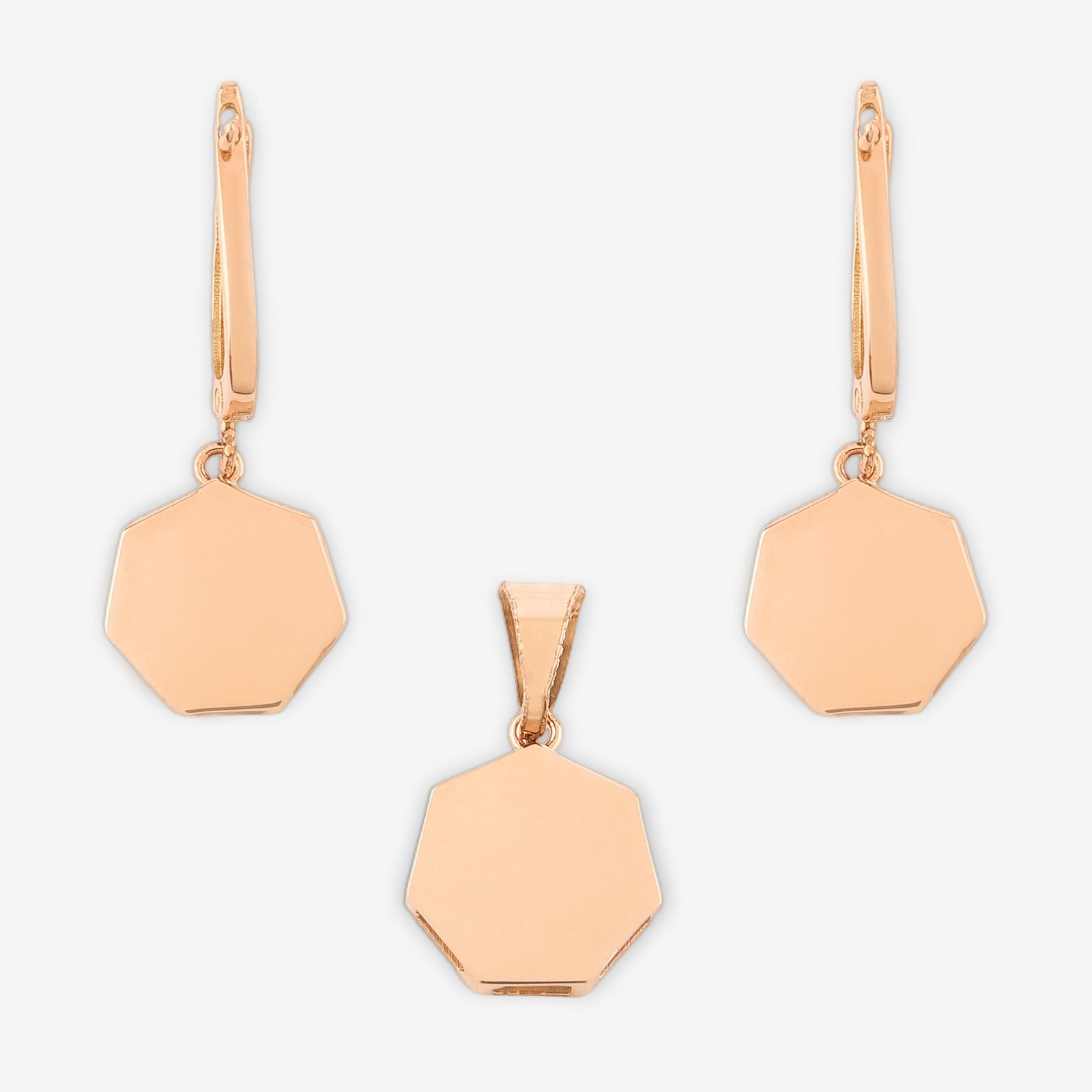 نیم ست طلا 18 عیار زنانه حافا گلد مدل شش ضلعی کد nim02 -  - 1