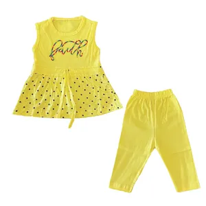 ست تونیک و شلوار دخترانه مدل خال خالی Bella