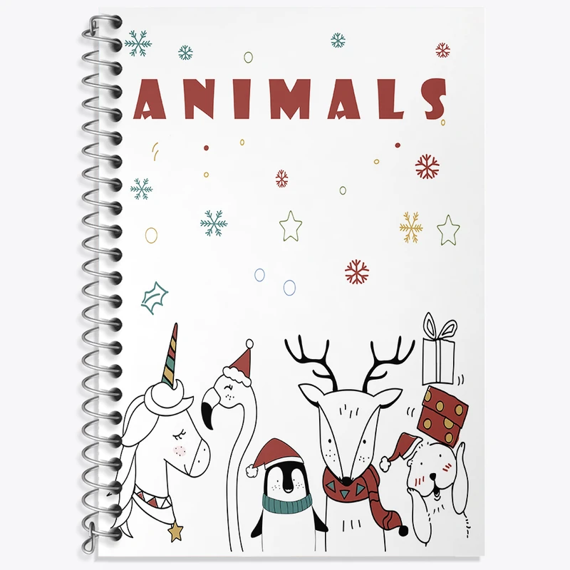 دفتر زبان 50 برگ خندالو مدل سه خط طرح حیوانات بامزه و کیوت کد N2528