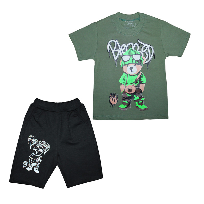 ست تی شرت و شلوارک پسرانه مدل 1003