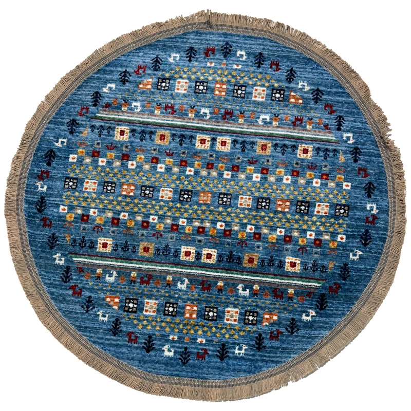 فرش ماشینی 500 شانه زمینه آبی حاشیه آبی مدل C28