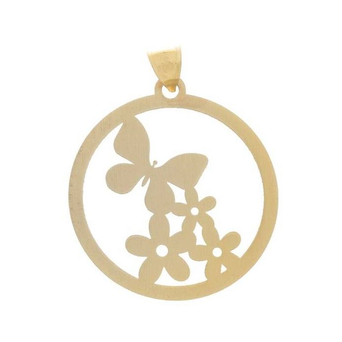 آویز گردنبند نقره طرح گل و پروانه کد 01