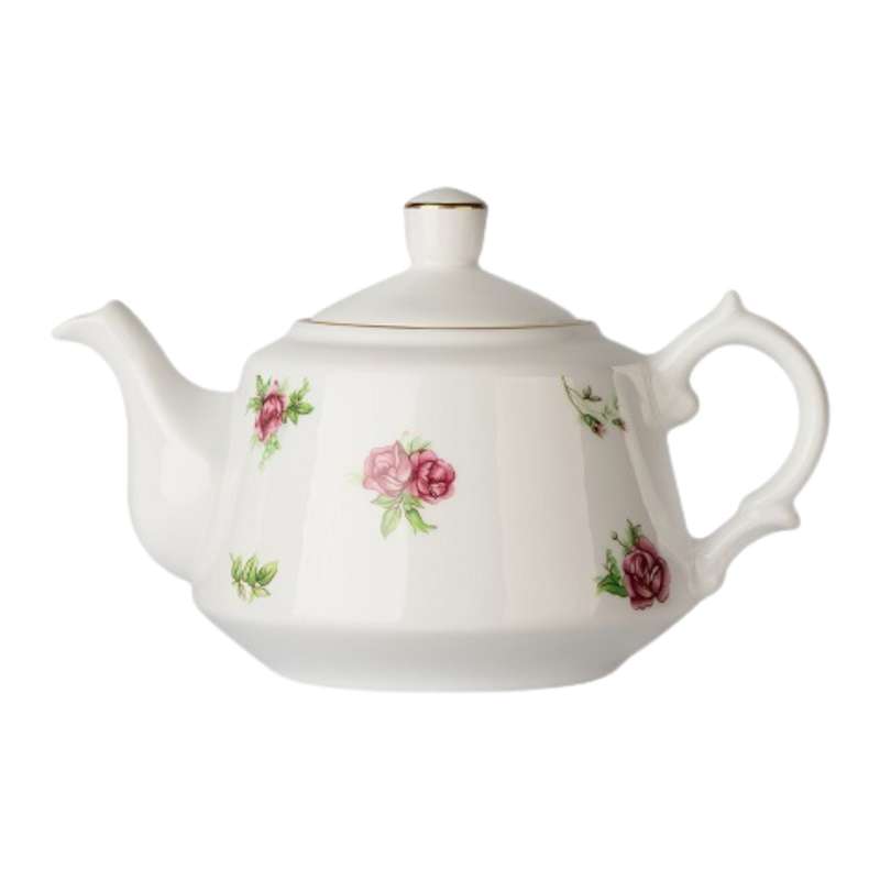 قوری چینی زرین ایران مدل چای لندنی 5 بیدگل مینیاتوری درجه عالی گنجایش 580 میلی‌لیتر