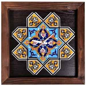 ساعت دیواری گالری نگارین طرح کاشی هفت رنگ کد 80010