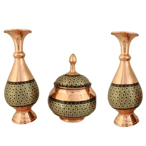 ست گلدان و قندان خاتم کاری کد F61
