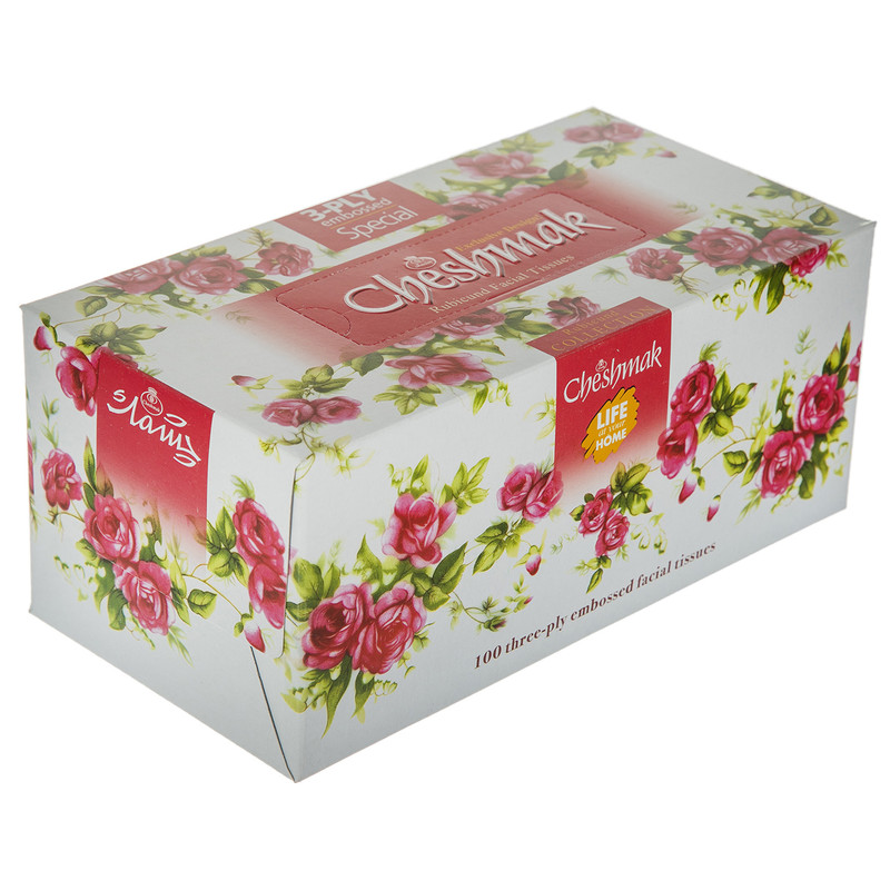 دستمال کاغذی 100 برگ چشمک طرح گل سرخی