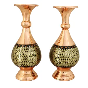 گلدان خاتم کاری کد F64 ارتفاع 16 سانتی متری مجموعه دو عددی