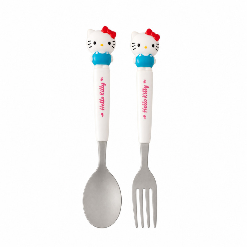 ست قاشق چنگال کودک طرح Hello Kitty صورتی به همراه باکس نگهدارنده کد VT6275