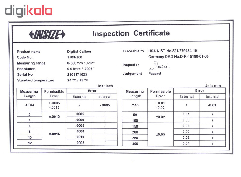 کولیس اینسایز مدل 300-1108 کولیس اینسایز مدل 300-1108
