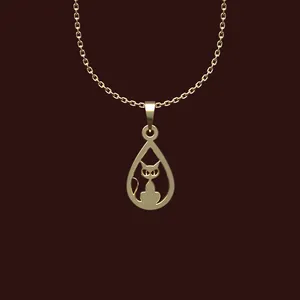 گردنبند طلا 18 عیار زنانه مدوپد مدل گربه کد W2-1-1215