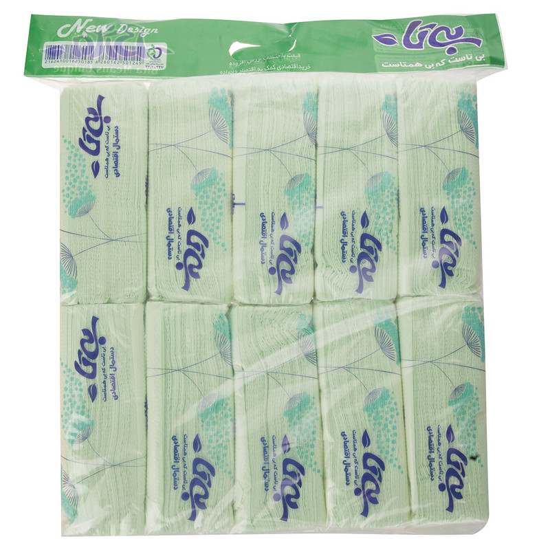 دستمال کاغذی 100 برگ بی تا مدل Green بسته 10 عددی