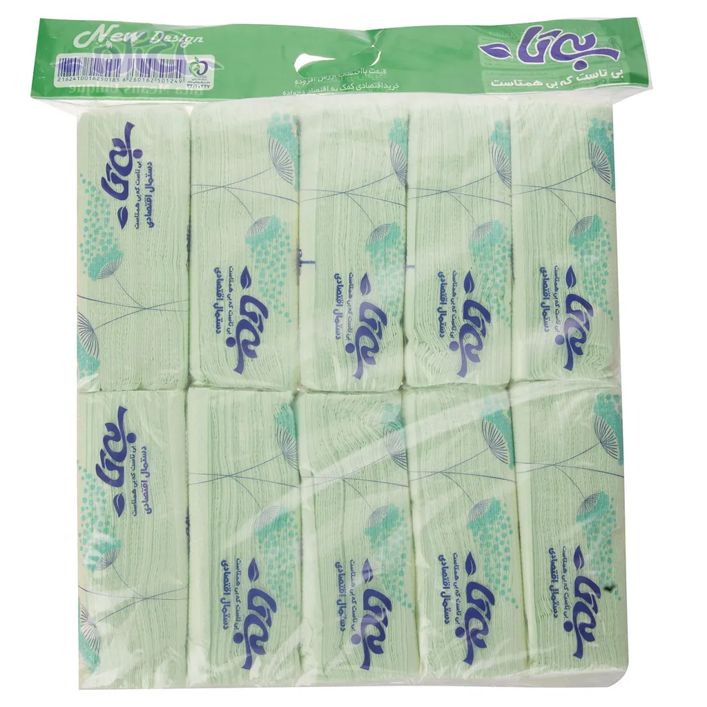 دستمال کاغذی 100 برگ بی تا مدل Green بسته 10 عددی