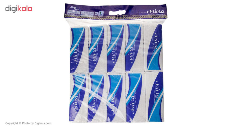 دستمال کاغذی 100 برگ مینا مدل Blue بسته 10 عددی