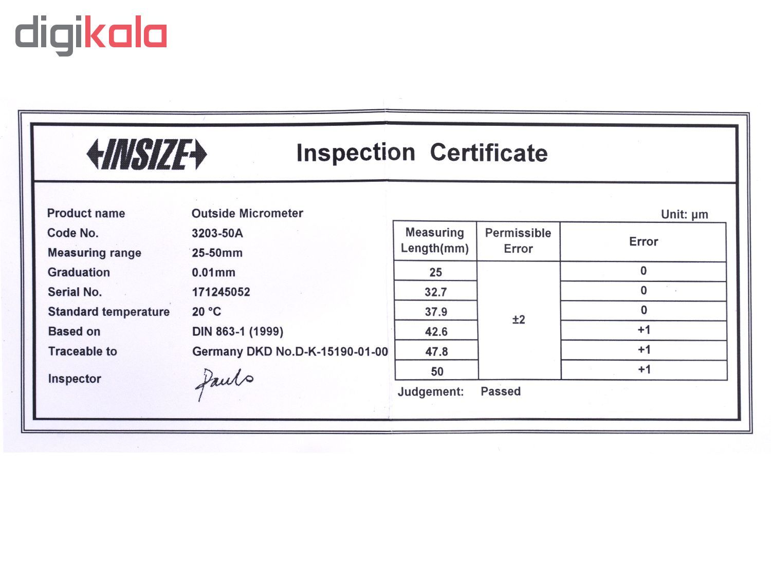 میکرومتر بیرون سنج اینسایز مدل 50A-3203