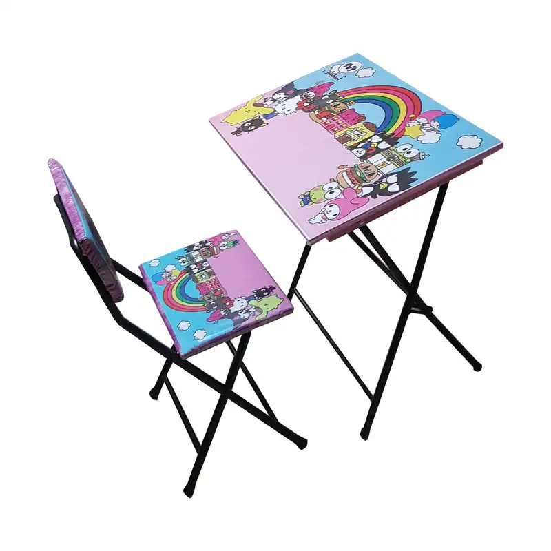 ست میز تحریر و صندلی آسایش مدل تاشو نرمال طرح گربه