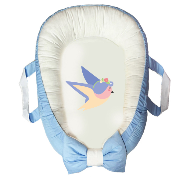 سرویس خواب سه تکه نوزاد مدل گارد محافظ دار طرح فانتزی گنجشک کد 019