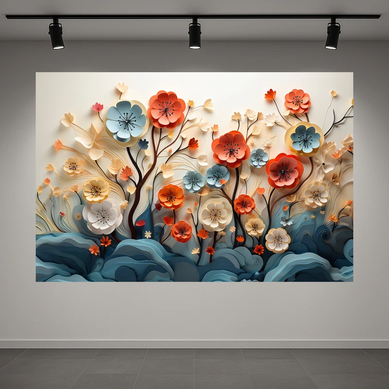 پوستر طرح گل رنگارنگ مدل سه بعدی کد AR3058685