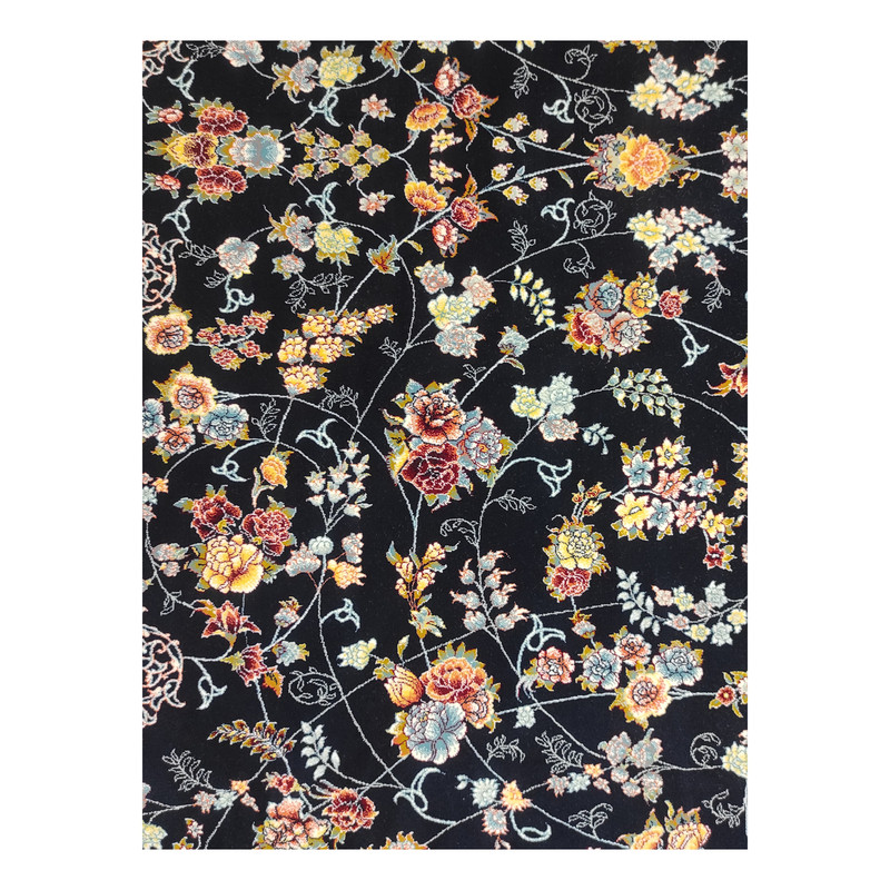 فرش ماشینی مشهد کد 722111 زمینه سرمه ای