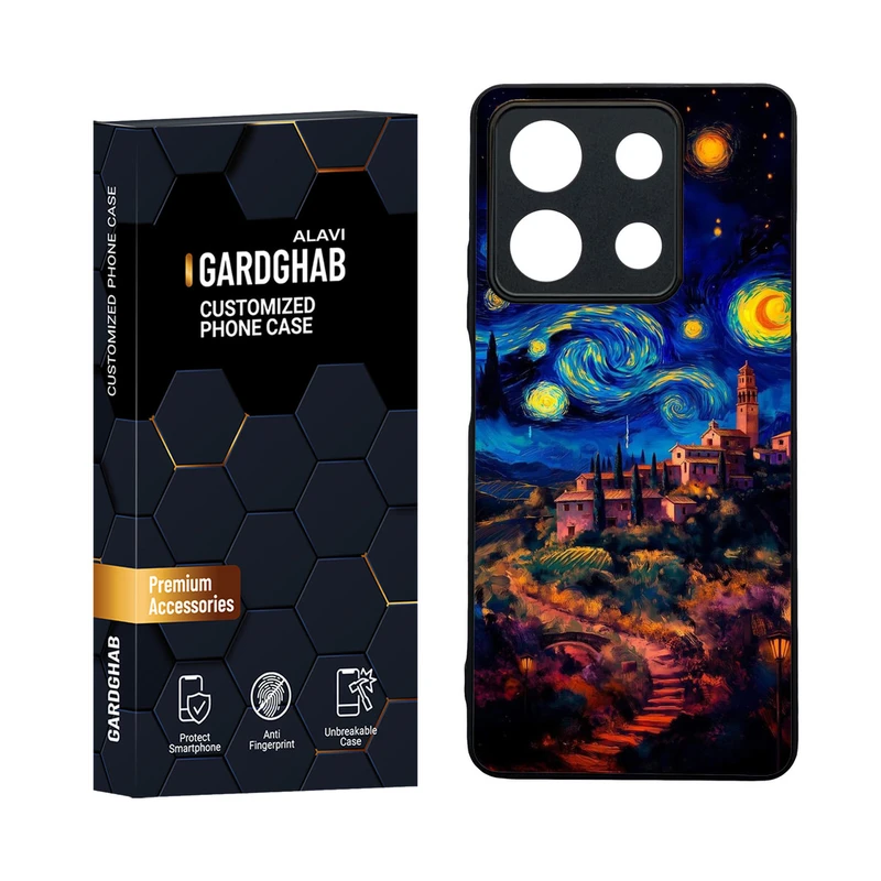 کاور گارد قاب مدل دورژله ای پشت گلس هنری مناسب برای گوشی موبایل شیائومی Redmi Note 13 5G