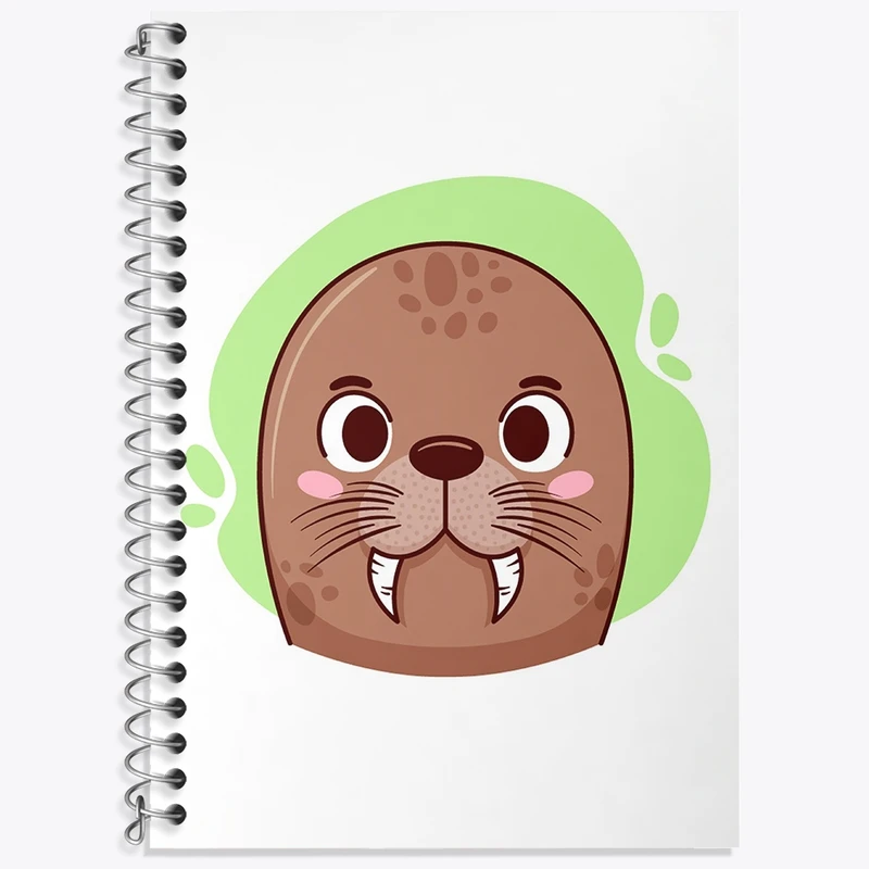 دفتر زبان 50 برگ خندالو مدل سه خط طرح فوک دریایی حیوانات بامزه کد 37131