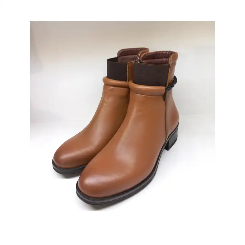 نیم بوت زنانه سرزمین چرم کد 145320 رنگ عسلی